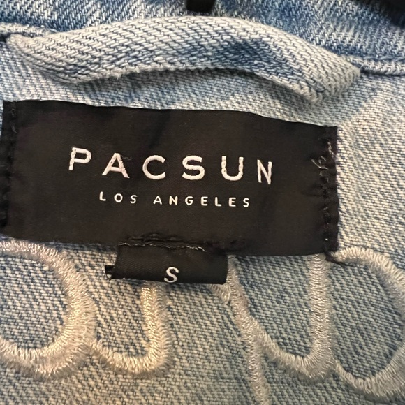 Pacsun Women Jean Jacket Vintage Tiger Japan Embroidered Light Wash denim Medium - Picture 2 of 8